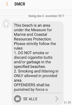 SMS om rygeforbud